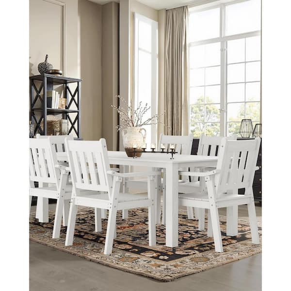 Mximu 7-Piece HIPS Outdoor Dining Set, Aluminum Frame Table w/ 2