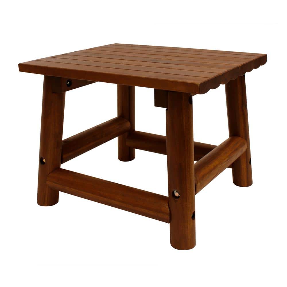 Amber Log Handcrafted Acacia Wood Rectangular End Table