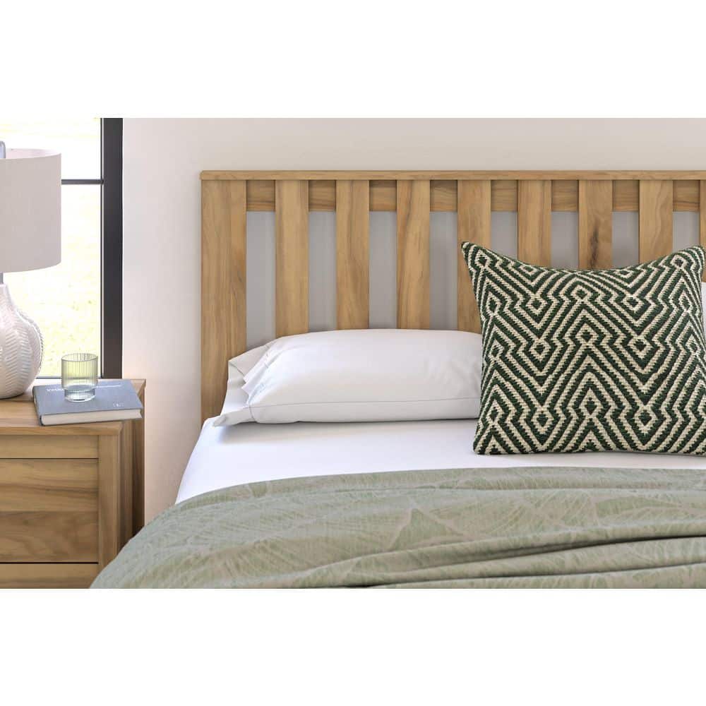 Light Brown Full Wood Panel Headboard