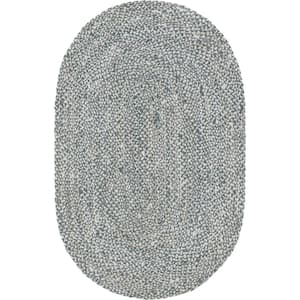 Braided Chindi Gray 5 ft. x 8 ft. Oval Area Rug
