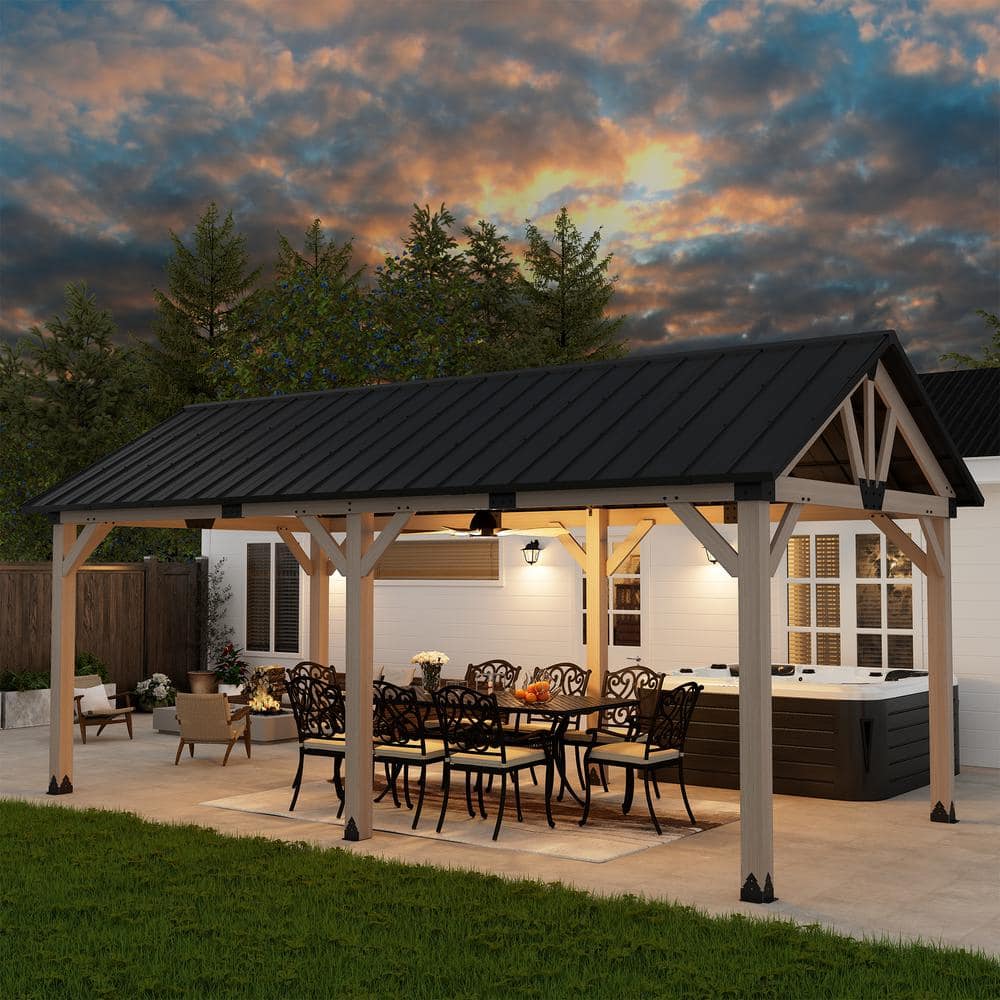 Cedar Wood 12'x20' Gazebo with Galvanized Steel Roof