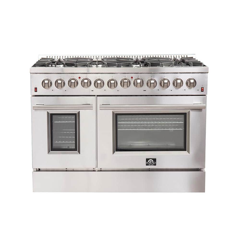 Forno Galiano 48 in. Freestanding Pro Gas Range with 8 Sealed Burners and  Double Electric 240-Volt Oven in Stainless Steel FFSGS6156-48 - The Home  Depot