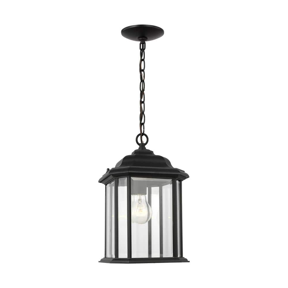 Black Clear Glass Outdoor Pendant Light with LED Option