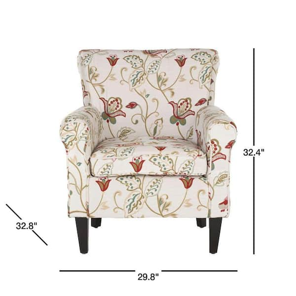 hazina white and red cotton blend club arm chair