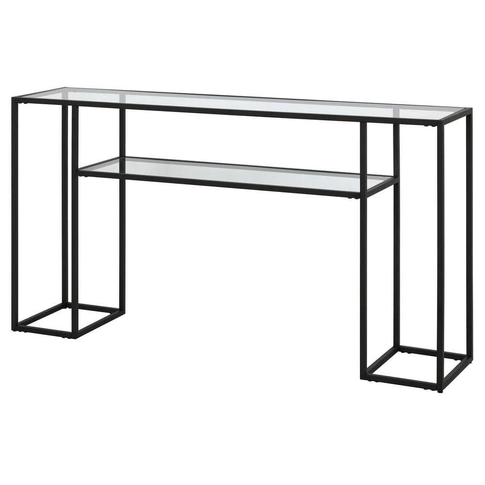Marilyn Blackened Bronze 55" Wide Console Table with Glass Top