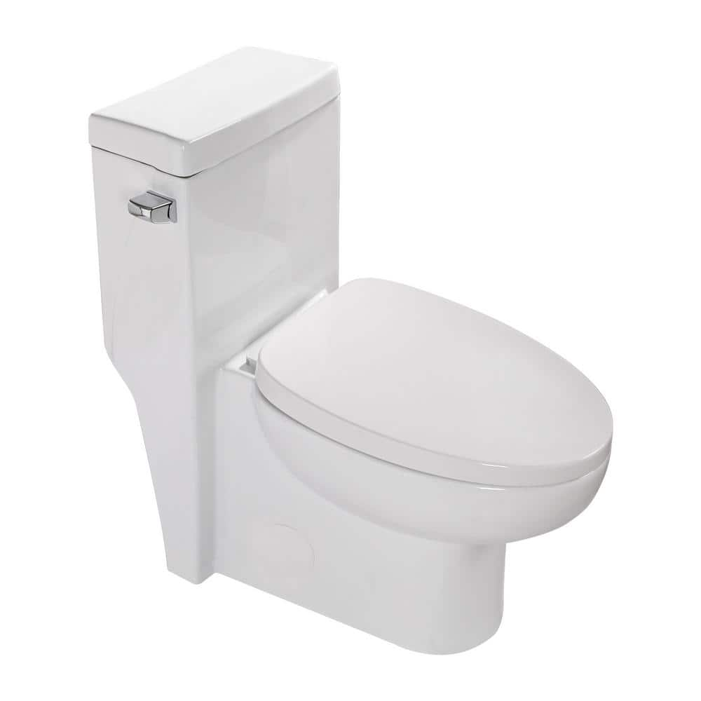 Boyel Living Ceramic 12 in. 1-Piece 1.28 GPF Single Flush Elongated Toilet in White Soft-Close Seat Included