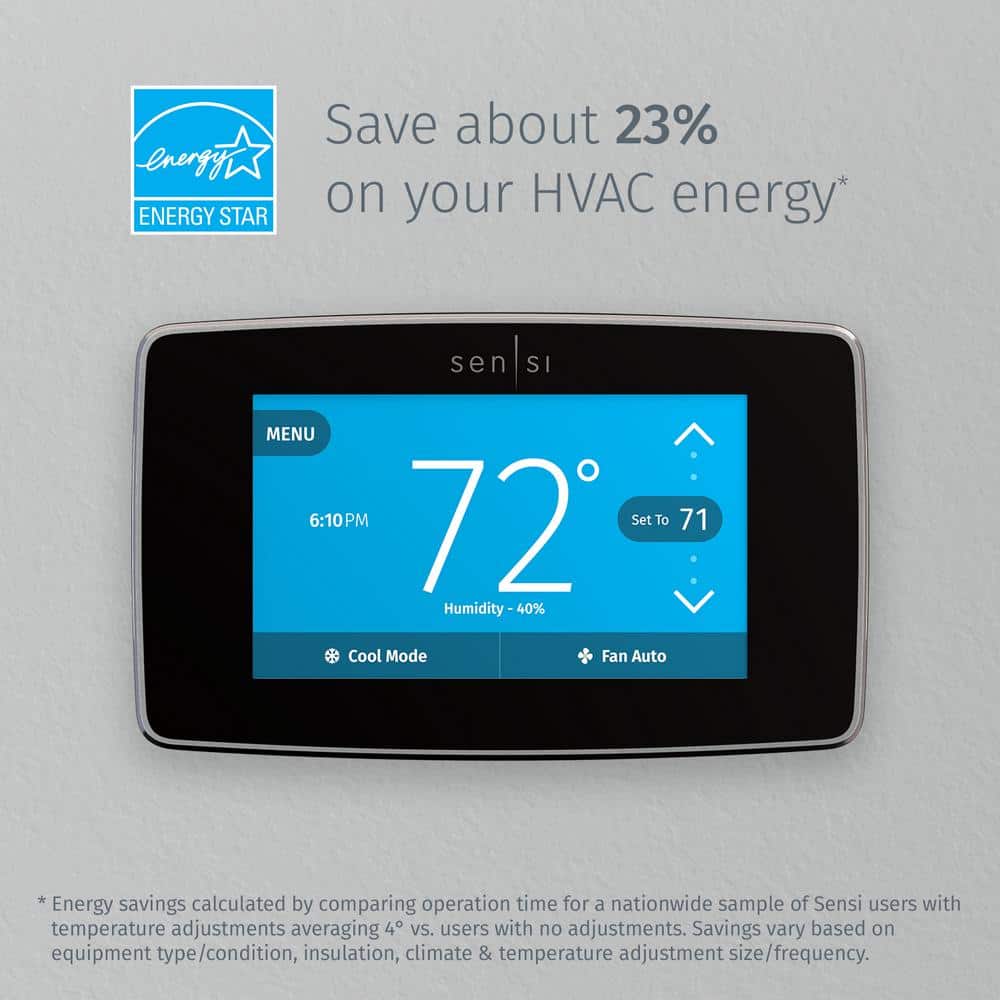 Sensi Black Touchscreen Wi-Fi Smart Thermostat with Remote Programming