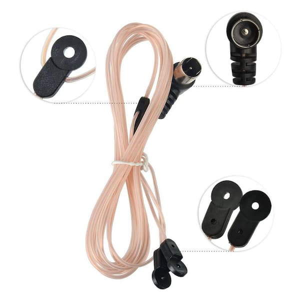 Antenne FM/DAB Universelle – 75 Ohm, Câble 3 M – Avec 3 Adaptateurs (TV, 3,5 Mm, En V) – Pour Radio, Ampli, Home Cinéma