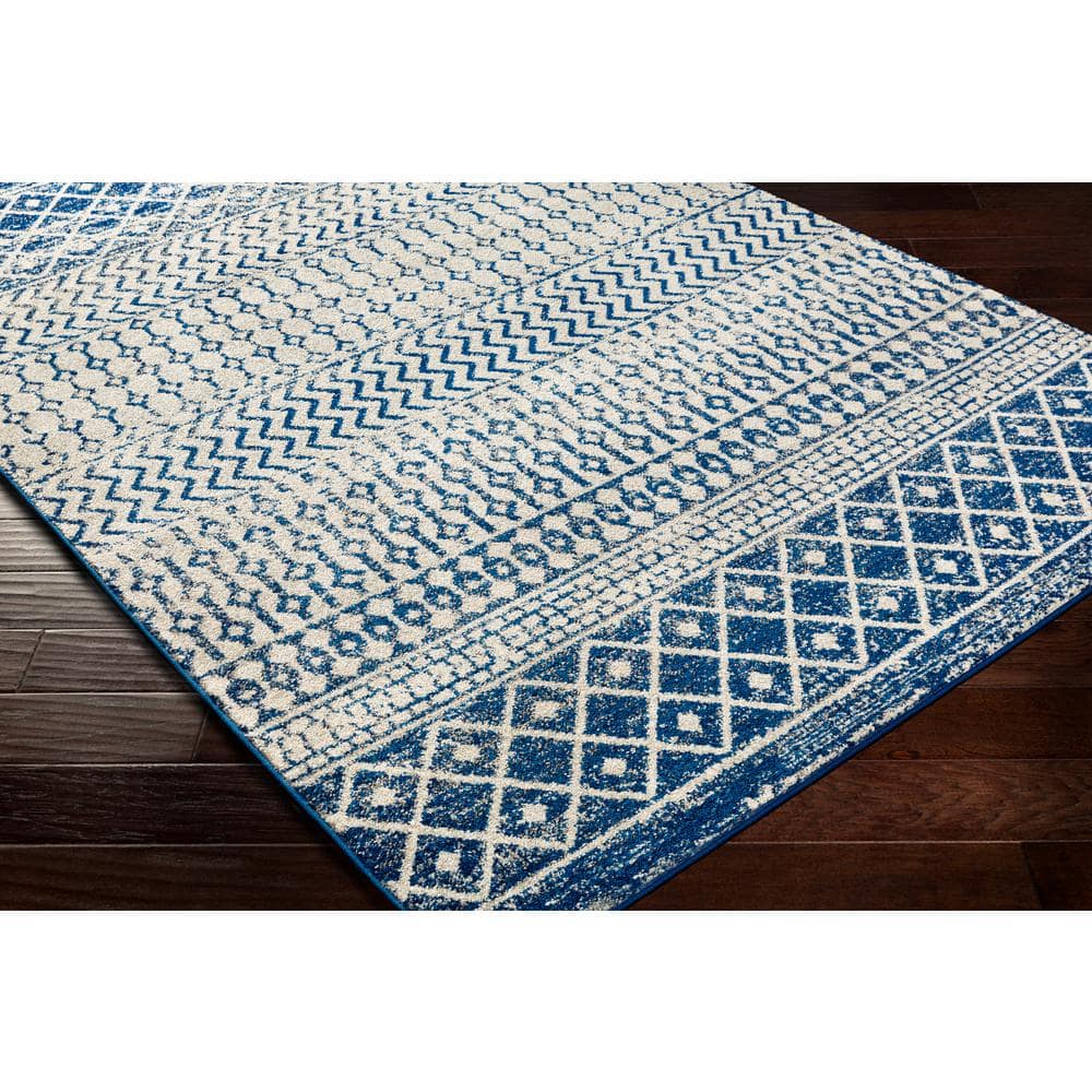 Elaziz Blue Geometric Patterned 2' x 3' Area Rug