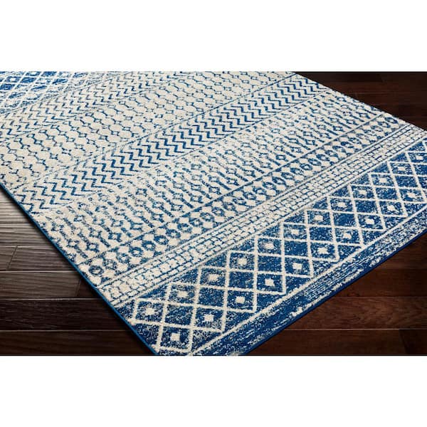 Alois Dark Blue/Grey 2 ft. 7 in. x 7 ft. 6 in. Runner Rug