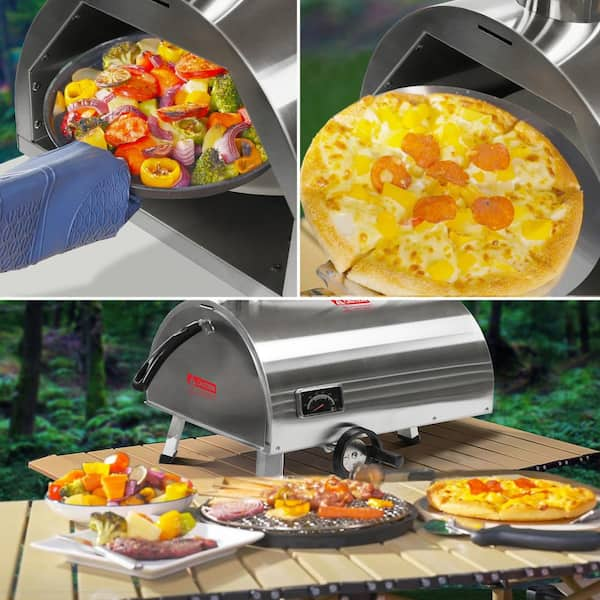 Costway Oven Wood Fire Pizza Maker Grill Outdoor Pizza Oven with Pizza  Stone and Waterproof Cover OP70813 - The Home Depot