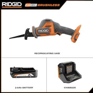 18V SubCompact Brushless Cordless One-Handed Reciprocating Saw Kit with 2.0 Ah Battery and Charger