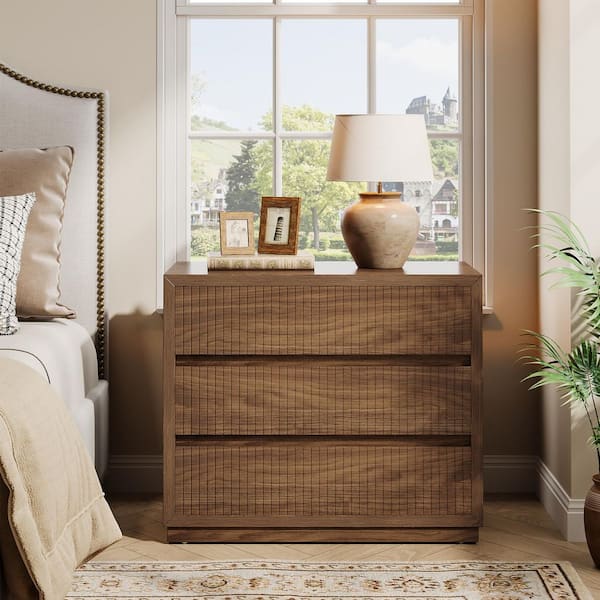 Fenley Vintage Brown 3 Storage Drawers 31 in. W Nightstand