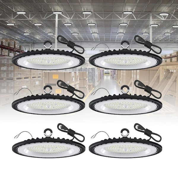 0.87 ft. 200-Watt Equivalent Integrated LED Black UFO High Bay Light 5000K IP66 Waterproof (6-Pack)