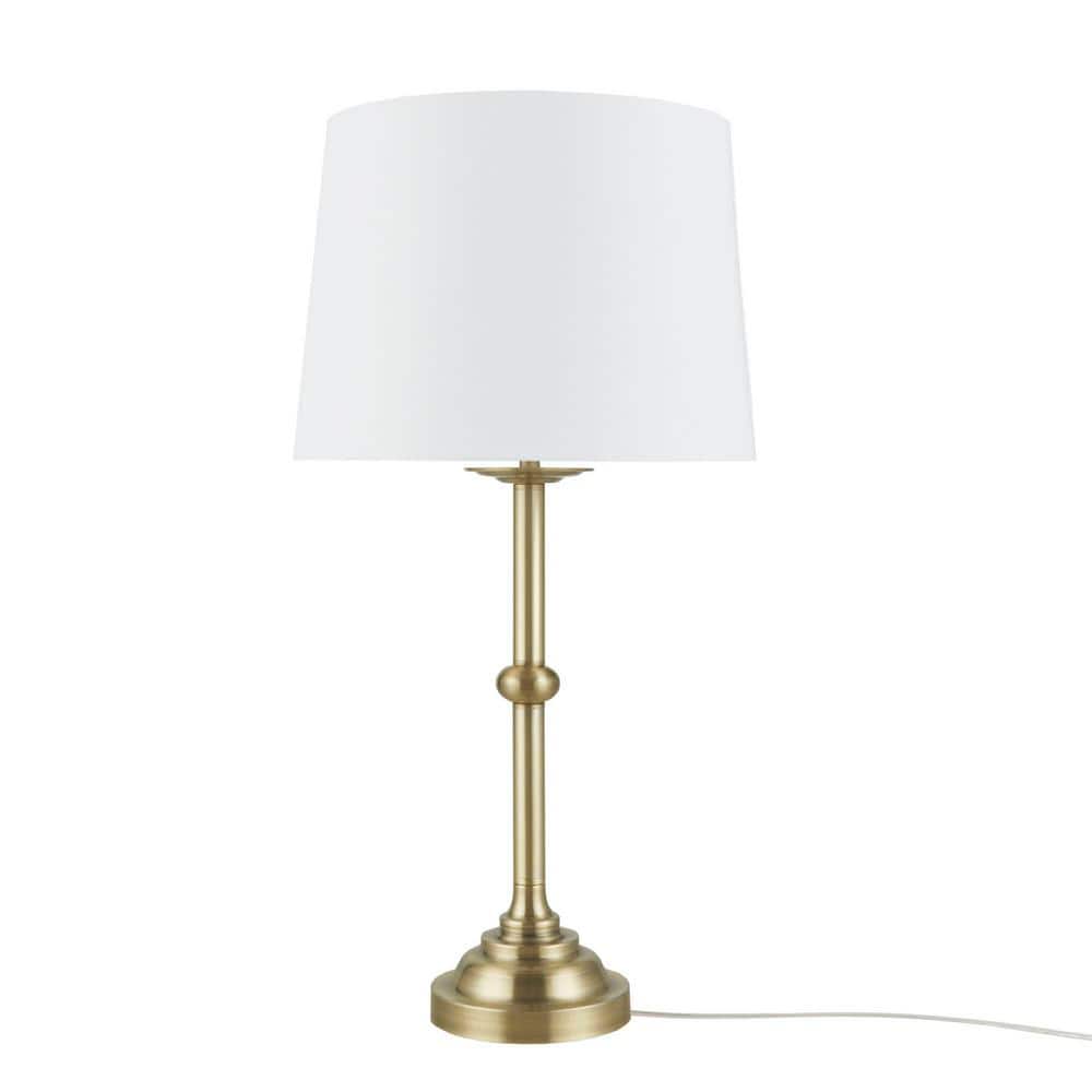 Aelorian Antique Brass Table Lamp with Off-White Shade
