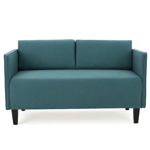 Noble House Sullivan 52.5 in. Dark Teal Polyester 2-Seater Loveseat with Square Arms