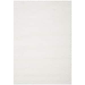 California Shag White 11 ft. x 15 ft. Solid Area Rug