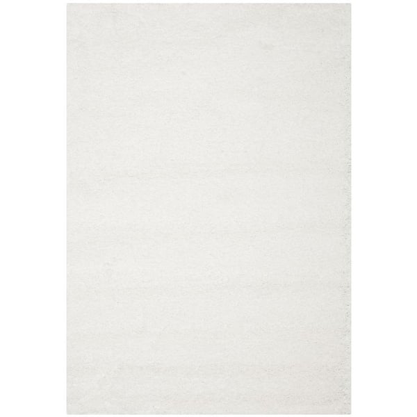 California Shag White 3 ft. x 5 ft. Solid Area Rug