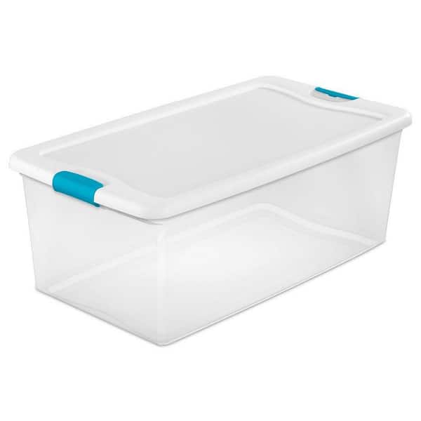 https://images.thdstatic.com/productImages/3cdcc049-e0ee-4a90-b941-ad8da686c45e/svn/clear-with-white-lid-and-blue-latches-sterilite-storage-bins-24-x-14998004-1f_600.jpg