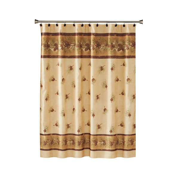 Saturday Knight 70 in. Pinehaven Fabric Shower Curtain
