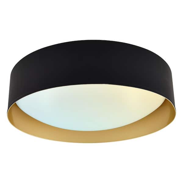 17 in. 1 Light Integrated LED Flush Mount Ceiling Light 34W 5CCT 2700K-5000K 2420LM Interchangeable Canopy Black & Gold