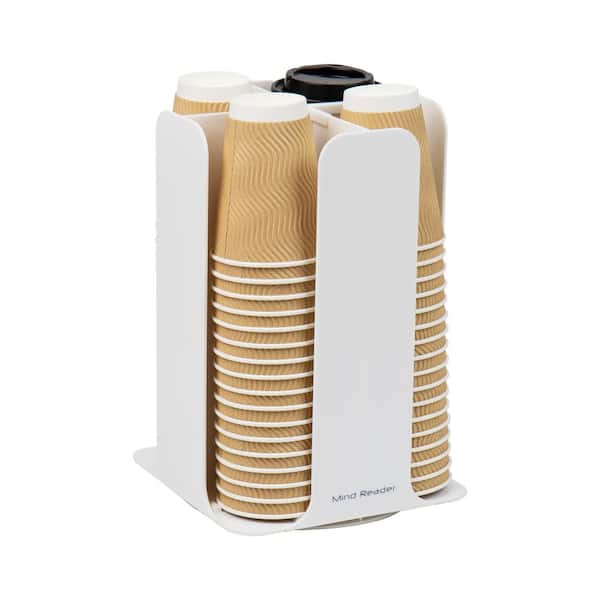 Mind Reader White Cup and Lid Dispenser Countertop Organizer Plastic 7.75 in. L x 7.75 in. W x 11.5 in. H