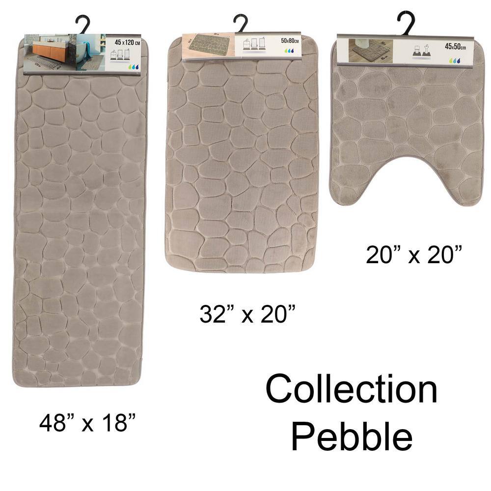 Taupe Memory Foam U-Shaped Contour Bath Rug with Pebble Design