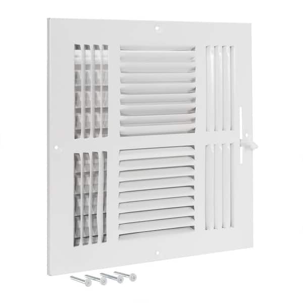 EZ-FLO 10 in. x 10 in. 4-Way Steel Wall/Ceiling Register, White