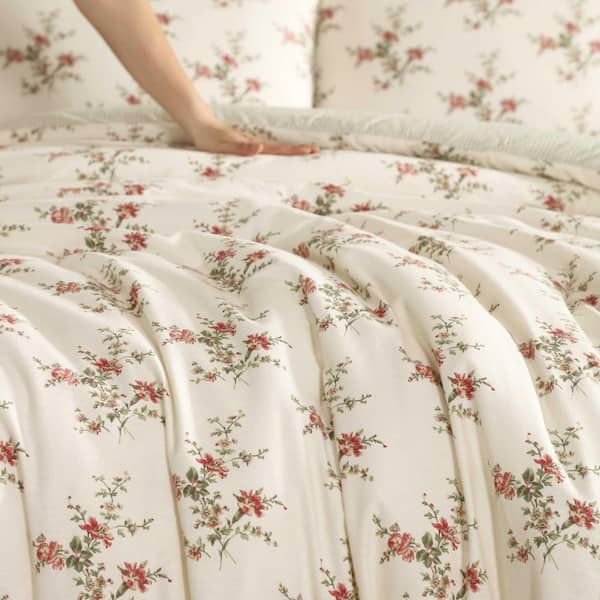Laura Ashley Jessika 3-Piece Red/Pine Green Cotton Flannel King