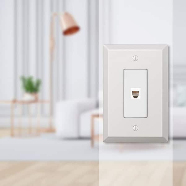 Oversized 1 Gang Phone Steel Wall Plate - White