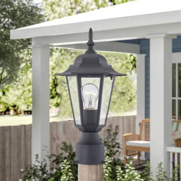 Progress Lighting Globe Lanterns Collection 1-Light Matte Black Clear Glass  Farmhouse Outdoor Post Lantern Light P540007-031 - The Home Depot