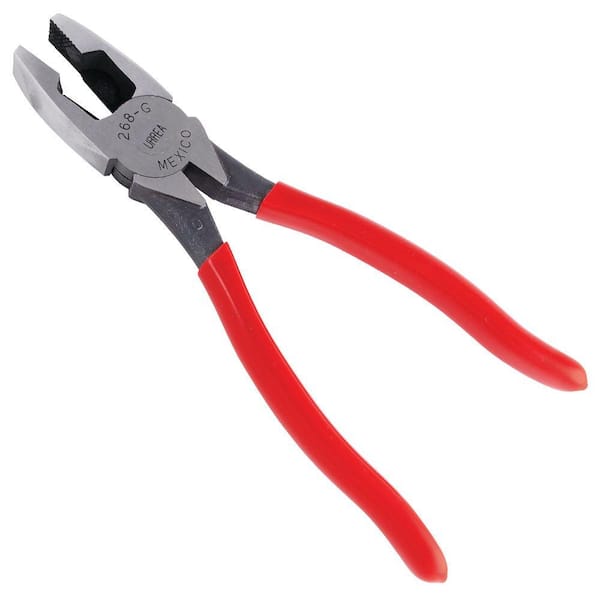 URREA 8-3/4 in. Long Rubber Grip Side-Cutting Electrician's Pliers