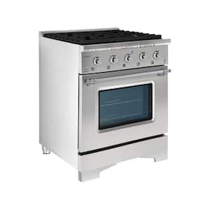 CLASSICO 30 in. 4 Burner Dual Fuel Range with Gas Stove and Electric Oven Stainless steel with Chrome Trim
