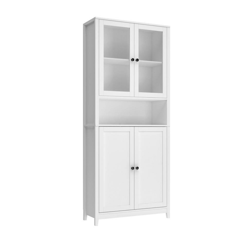 FUFU&GAGA White Storage Cabinet with 4 Adjustable Shelves, a Open ...