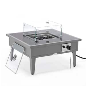 Walbrooke Modern Grey Patio Square Fire Pit Table with Aluminum Frame