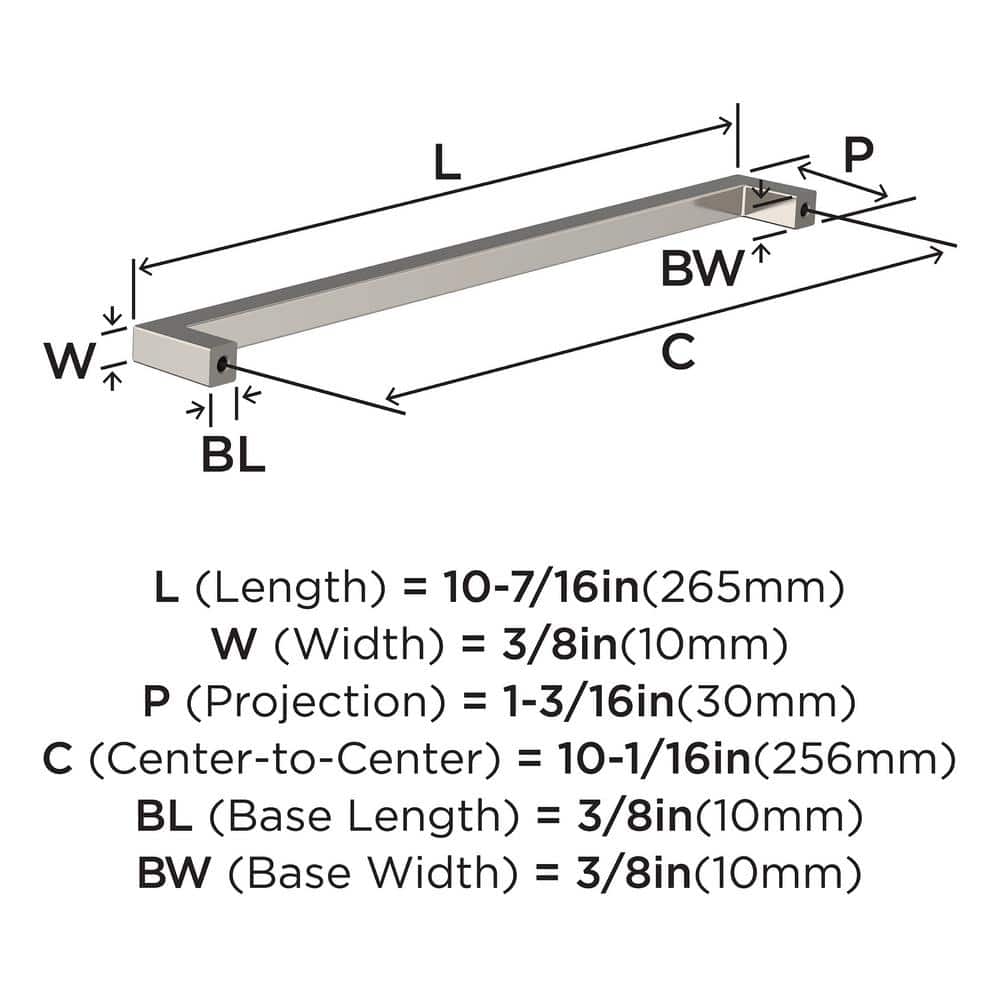 Modern Polished Nickel 10-1/16 inch Cabinet Bar Pull