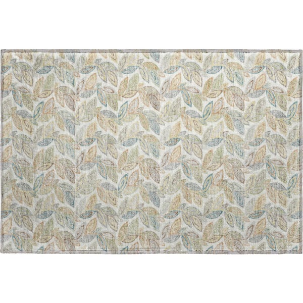 Mayfield Premium Machine Washable Abstract AMF2557 Ivory 3 ft. x 4 ft. Area Rug