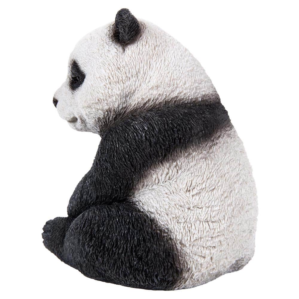 Small Black and White Polyresin Sitting Panda Statue