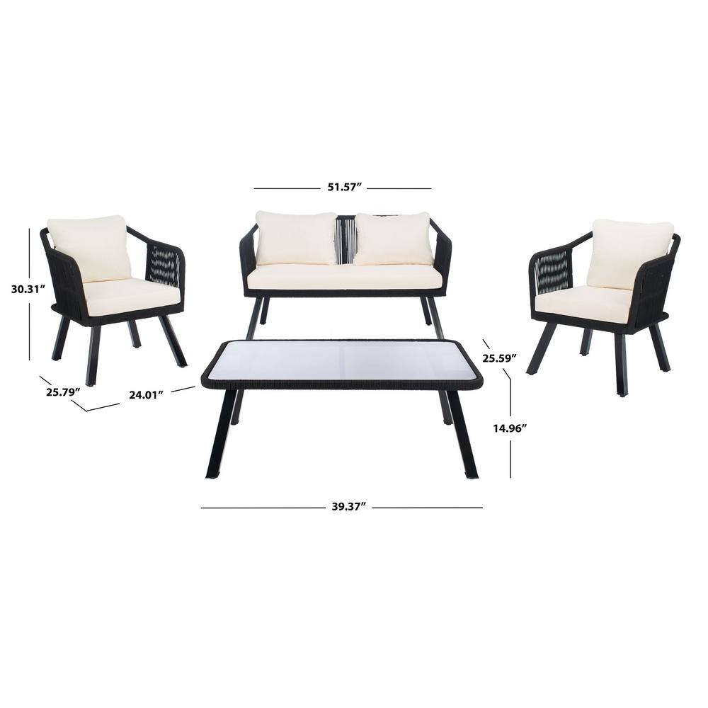 Torsla Black and Beige 4-Piece Rope Patio Set