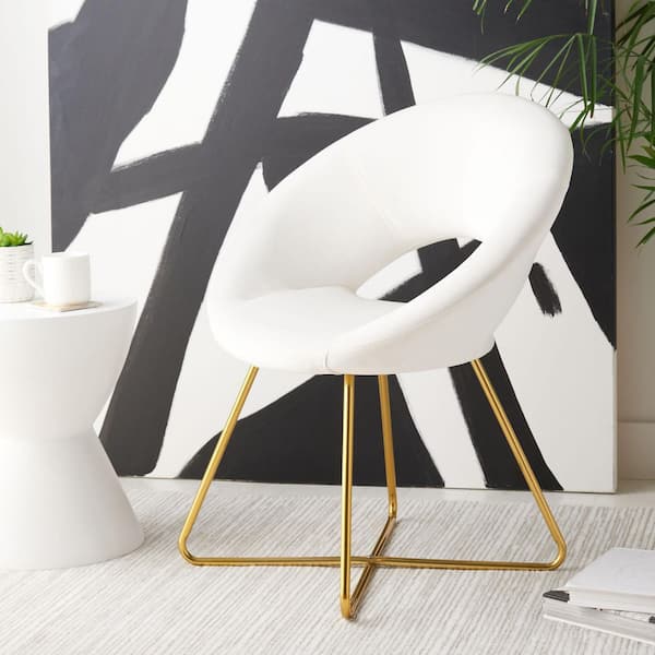 Aliena Ivory/Gold Velvet Arm Chair