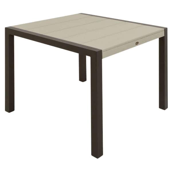 Trex Outdoor Furniture Surf City 36 in. Textured Bronze Patio Dining Table with Sand Castle Top