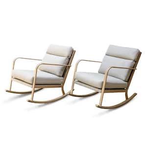 Talbot Aluminum Outdoor Rocking Chair with Tan Cushions (2-Pack)