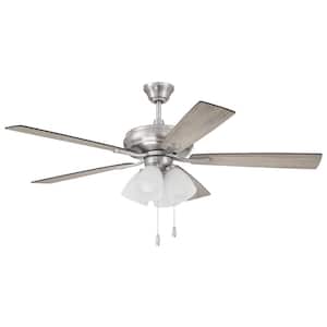 Eos Frost 4 Light 52 in. Indoor Dual Mount Brushed Nickel Finish Ceiling Fan with Reversible Driftwood/Walnut Blades