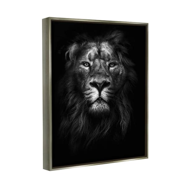 The Stupell Home Decor Collection King of the Jungle Lion In Shadows  Photography by Design Fabrikken Floater Frame Animal Wall Art Print 21 in.  x 17 in. aap-294_ffl_16x20 - The Home Depot