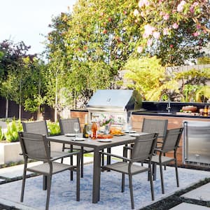 Alfresco 7-Piece Gray Steel Outdoor Dining Set