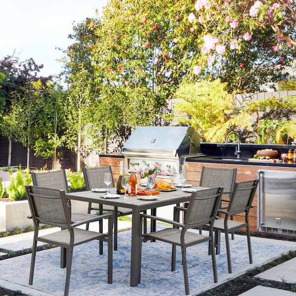 Tozey Alfresco 7-Piece Gray Steel Outdoor Dining Set T-LCRC206GY