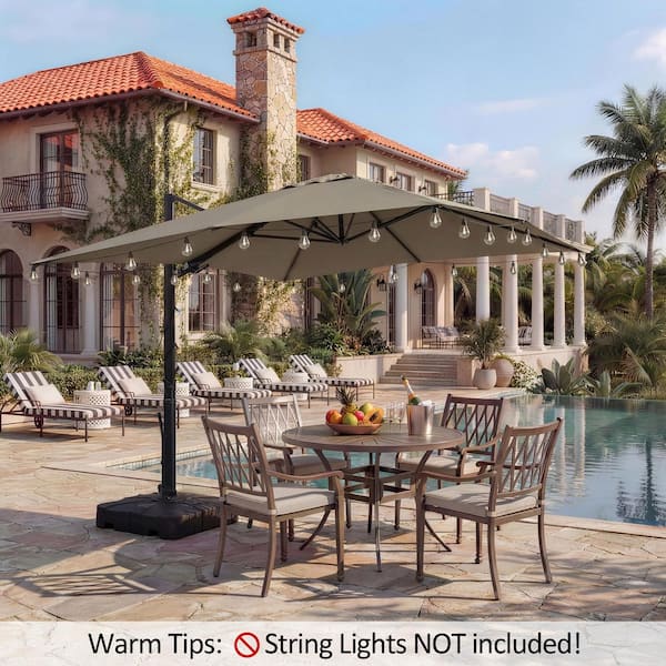 10' x 13' offset patio umbrella Clihome 10 ft. x 13 ft. Cantilever Patio Umbrella in Taupe with Wheeled  Base and Hooks CL-OD1B021326TN