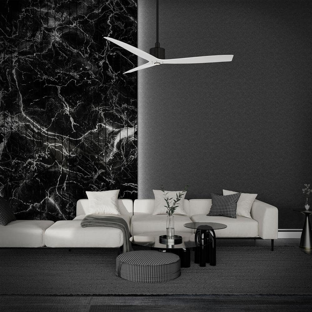 Matte Black and White 60'' Smart Ceiling Fan with LED Light