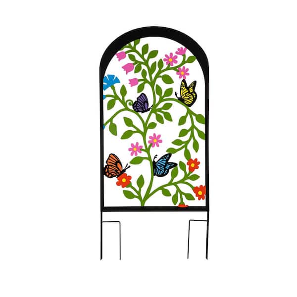 Evergreen Butterflies 48 in. Laser Cut Colorful Metal Trellis