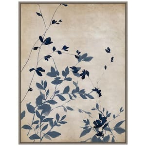 "Indigo Leaves II" by Isabelle Z 1-Piece Floater Frame Canvas Transfer Nature Art Print 30 in. x 23 in.